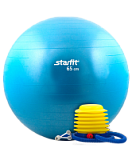 Мяч гимнастический GB-102 с насосом (65 см, синий, антивзрыв)