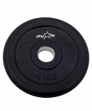 Диск обрезиненный BB-202 1 кг, d=26 мм, черный
