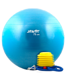Мяч гимнастический GB-102 с насосом (75 см, синий, антивзрыв)